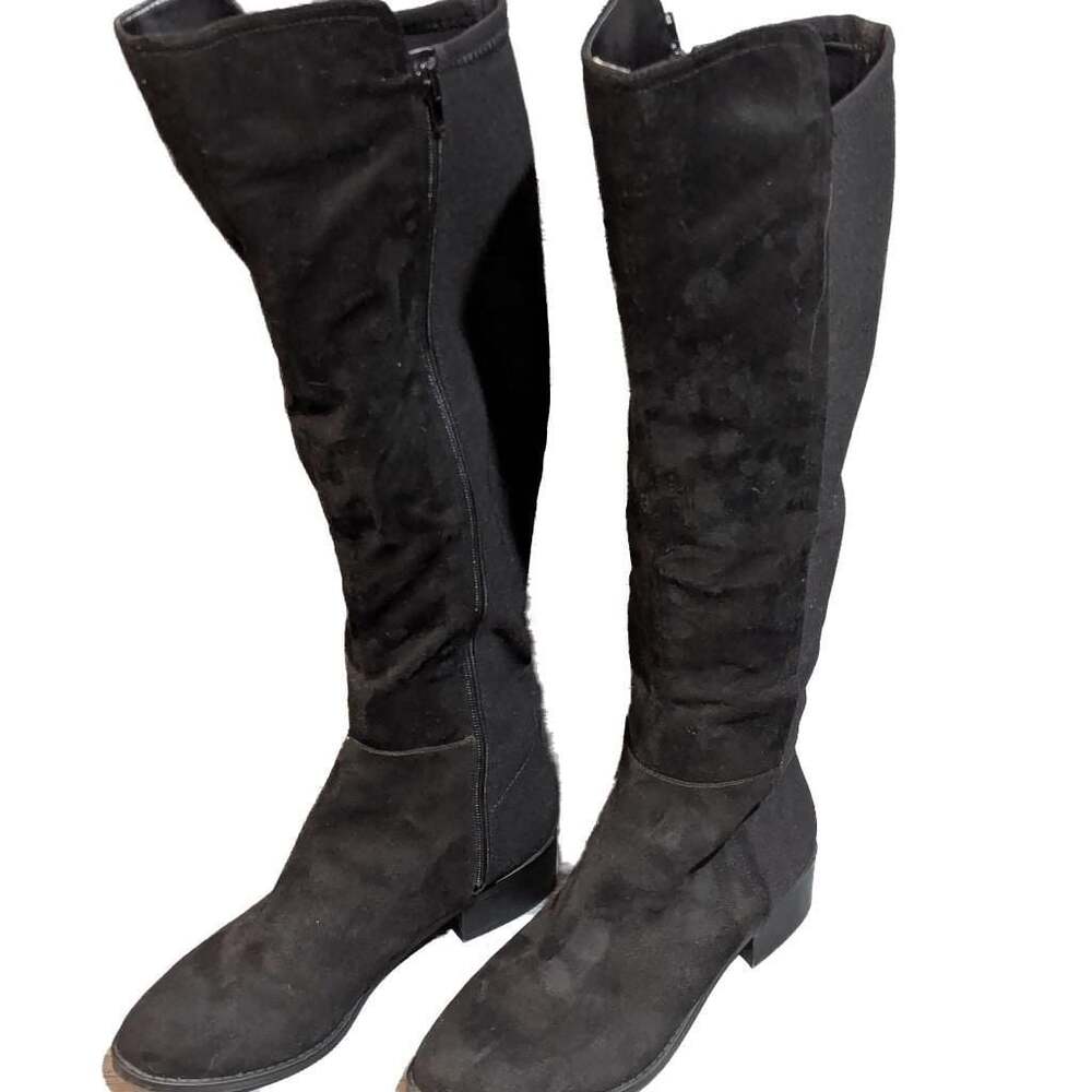 Nine West Black Faux Suede Over the Knee Stretch Boots